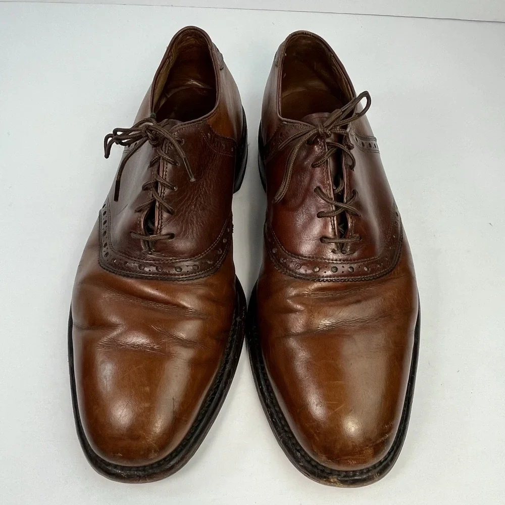 Vintage Allen Edmonds Polo Saddle Oxford Shoes Men Size 8D Brown Two Tone USA
